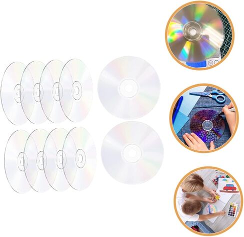 POPETPOP 10 قطع من أقراص CD للرسم DIY أقراص حرفية فارغة وشفافة لديكور الحائط وديكور الغرفة الإبداعية ومستلزمات الحفلات والمواد in Saudi Arabia