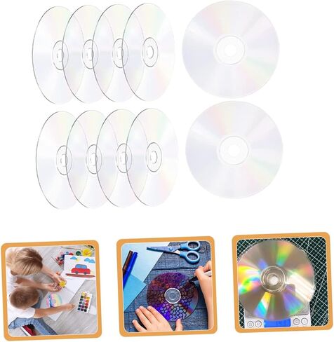 POPETPOP 10 قطع من أقراص CD للرسم DIY أقراص حرفية فارغة وشفافة لديكور الحائط وديكور الغرفة الإبداعية ومستلزمات الحفلات والمواد in Saudi Arabia