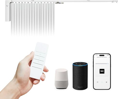 Osprey Smart Curtain Track, 70.8inch/1.8m - 129.9inch/3.3m, Remote Control & Automate App, Compatible with Alexa, Google, Ceiling and Wall Mounted Motorized Curtain Opener in Saudi Arabia