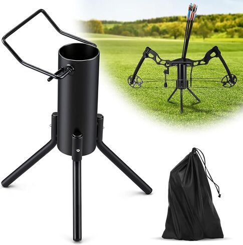 Bow Stand, Foldable and Portable Stand for Compound Bow with Quiver (Hold 30-40 Arrows), Ground Archery Holder for Traditional Longbows Archery Accessories for Hunting Target Practice in Kuwait