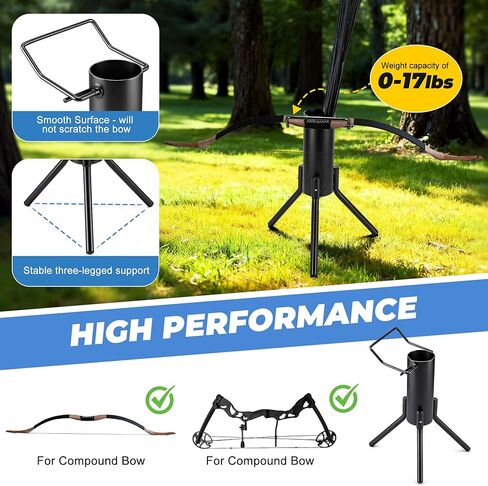 Bow Stand, Foldable and Portable Stand for Compound Bow with Quiver (Hold 30-40 Arrows), Ground Archery Holder for Traditional Longbows Archery Accessories for Hunting Target Practice in Kuwait