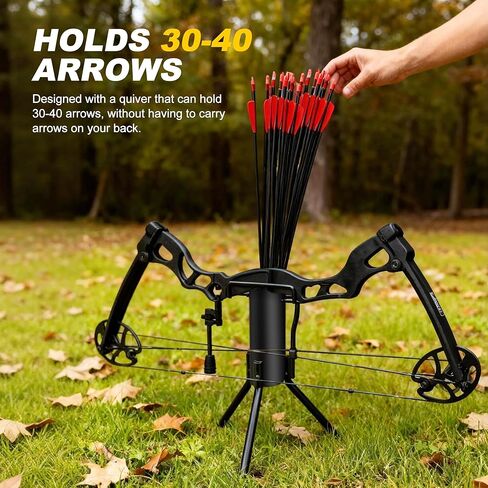 Bow Stand, Foldable and Portable Stand for Compound Bow with Quiver (Hold 30-40 Arrows), Ground Archery Holder for Traditional Longbows Archery Accessories for Hunting Target Practice in Kuwait