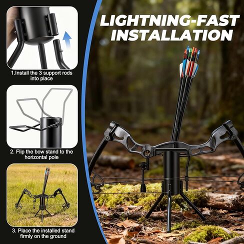 Bow Stand, Foldable and Portable Stand for Compound Bow with Quiver (Hold 30-40 Arrows), Ground Archery Holder for Traditional Longbows Archery Accessories for Hunting Target Practice in Kuwait