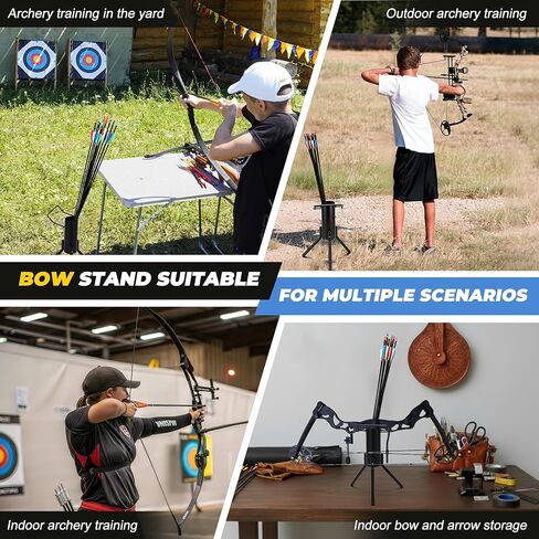 Bow Stand, Foldable and Portable Stand for Compound Bow with Quiver (Hold 30-40 Arrows), Ground Archery Holder for Traditional Longbows Archery Accessories for Hunting Target Practice in Kuwait