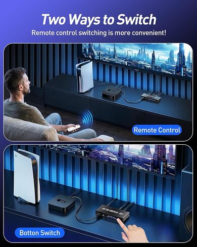 HDMI Switcher 5 in 1 Out - 8K@60Hz 4K@120Hz/60Hz/30Hz/2K/1080P 5 Port HDMI 2.1 Switch Box with Remote Support HDCP2.3/HDR10, for PS5/4 Xbox Nintendo Switch Roku Apple TV Fire Stick 8K HDMI2.1 Splitter in Saudi Arabia