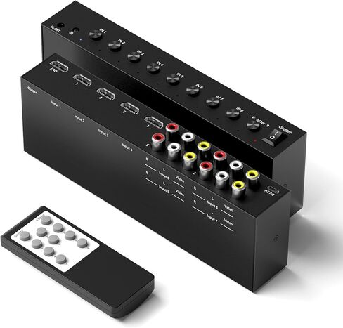 Y.D.F 4 Way HDMI 2.0 Switcher + 4 RCA to HDMI Converter (2 في 1) 4 Way AV Composite CVBS Switch إلى HDMI محول يدعم 4:3/16:9 التبديل لـ N64 NGC Wii Xbox PS2/3/4/5 Xbox Series/ONE Switch in Kuwait