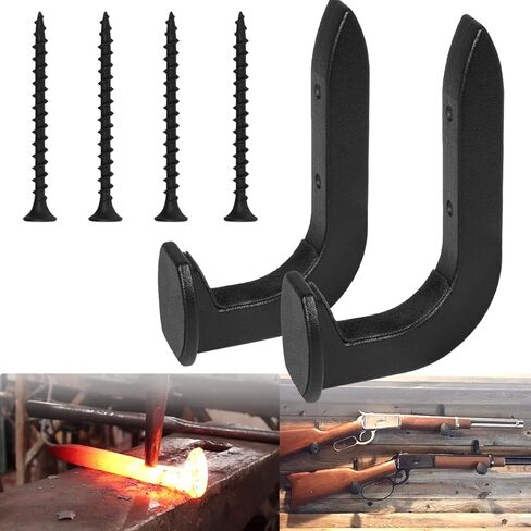 2 Pack Railroad Spike Gun Rack Hanger Hook Holder Handmade Wall Mount, Fit for Shotgun Rifle Hunting Western Decor Blacksmiths, Wall Decor, Western Rustic Hook Gun Rustic Gun Gifts in Saudi Arabia