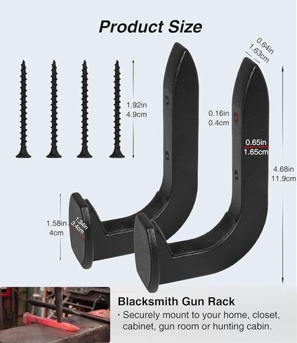 2 Pack Railroad Spike Gun Rack Hanger Hook Holder Handmade Wall Mount, Fit for Shotgun Rifle Hunting Western Decor Blacksmiths, Wall Decor, Western Rustic Hook Gun Rustic Gun Gifts in Saudi Arabia