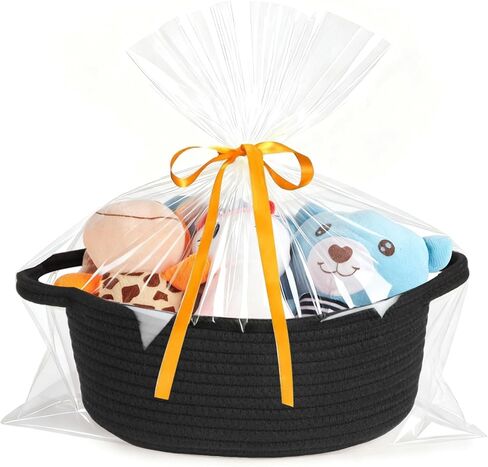 Small gift Basket with Bag and Ribbon Included,Cotton Rope Woven Storage Basket, Pink, Organic Cotton, 12x8x5 Inches, with Handles,Cute Baby Toy Basket in Saudi Arabia