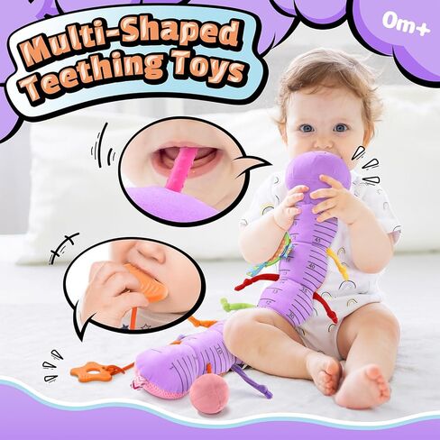 LIGHTDESIRE Baby Toys Musical Caterpillar,Infant Toys 3 6 12 Months Sensory Toy with Ruler Design,Mirror,Pull String,Crinkle&Ring Bell,Baby Teething Toy for Tummy Time Boy Girl Gifts (Lavender Purple) in Saudi Arabia