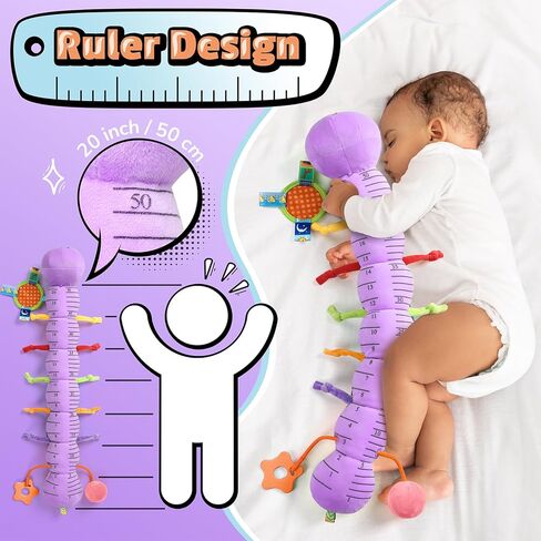 LIGHTDESIRE Baby Toys Musical Caterpillar,Infant Toys 3 6 12 Months Sensory Toy with Ruler Design,Mirror,Pull String,Crinkle&Ring Bell,Baby Teething Toy for Tummy Time Boy Girl Gifts (Lavender Purple) in Saudi Arabia