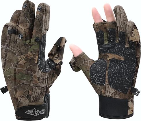 Riverruns Flexible Fishing Gloves Fleece Lining Windproof Ice Fishing Gloves Water-Repellent Touchscreen 3 Cut Fingers in Saudi Arabia