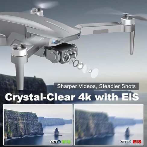 طائرة بدون طيار مع كاميرا للبالغين المبتدئين 4K، أقصى وقت طيران 52 دقيقة، نطاق تحكم 10000 قدم، طائرة رباعية المروحية FPV RC قابلة للطي بوزن 249 جرام، العودة الذكية إلى المنزل، نقل 5G، محرك بدون فرش، مقاومة للرياح (رمادي) in Kuwait