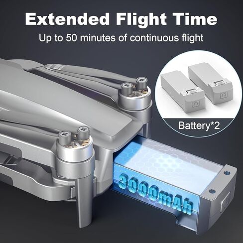 طائرة بدون طيار مع كاميرا للبالغين المبتدئين 4K، أقصى وقت طيران 52 دقيقة، نطاق تحكم 10000 قدم، طائرة رباعية المروحية FPV RC قابلة للطي بوزن 249 جرام، العودة الذكية إلى المنزل، نقل 5G، محرك بدون فرش، مقاومة للرياح (رمادي) in Kuwait