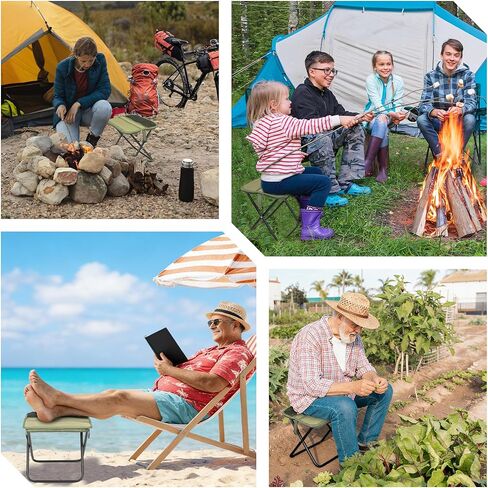 Folding Portable Camping Stool, Lightweight 1.4lbs with Carry Strap,Capacity 180lbs for Travel, Hiking, Picnic, Outdoor Events(Green) in Kuwait