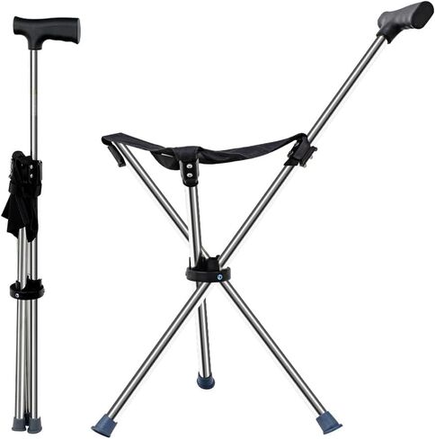 Lightweight Travel Stools for Adults. Cane with seat,Walking Stick,Foldable Chair,Hiking Stick,Camping,Hiking,Walking Cane Chair,Walking Stick with seat,Seatable Crutch Stool,Stick Chair in Saudi Arabia