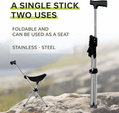 Lightweight Travel Stools for Adults. Cane with seat,Walking Stick,Foldable Chair,Hiking Stick,Camping,Hiking,Walking Cane Chair,Walking Stick with seat,Seatable Crutch Stool,Stick Chair in Saudi Arabia