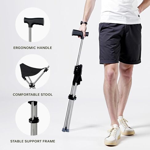 Lightweight Travel Stools for Adults. Cane with seat,Walking Stick,Foldable Chair,Hiking Stick,Camping,Hiking,Walking Cane Chair,Walking Stick with seat,Seatable Crutch Stool,Stick Chair in Saudi Arabia