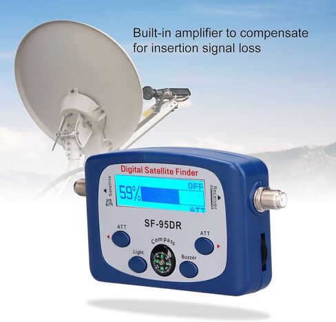 SF - 95DR جهاز البحث عن إشارة الأقمار الصناعية للتلفزيون الرقمي المحمول مع شاشة LED وبوصلة مدمجة - مقياس قوة إشارة الجرس الإلكتروني لمحاذاة الهوائي - نطاق 950-2150 ميجا هرتز in Saudi Arabia