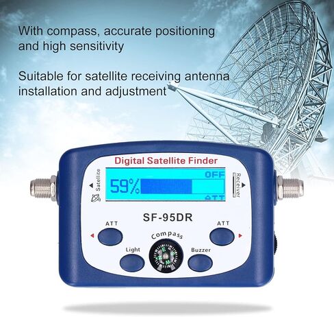 SF - 95DR جهاز البحث عن إشارة الأقمار الصناعية للتلفزيون الرقمي المحمول مع شاشة LED وبوصلة مدمجة - مقياس قوة إشارة الجرس الإلكتروني لمحاذاة الهوائي - نطاق 950-2150 ميجا هرتز in Saudi Arabia
