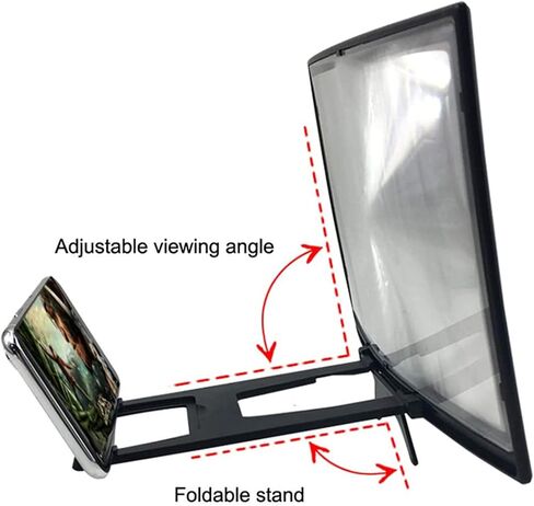Screen Magnifier for Cell Phone, 12" 3D HD Portable Magnifying Screen with Foldable Stand for Movies, Videos & Gaming, Phone Screen Amplifier Supports All Smartphones in Saudi Arabia