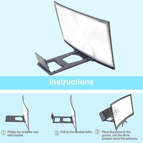 Screen Magnifier for Cell Phone, 12" 3D HD Portable Magnifying Screen with Foldable Stand for Movies, Videos & Gaming, Phone Screen Amplifier Supports All Smartphones in Saudi Arabia