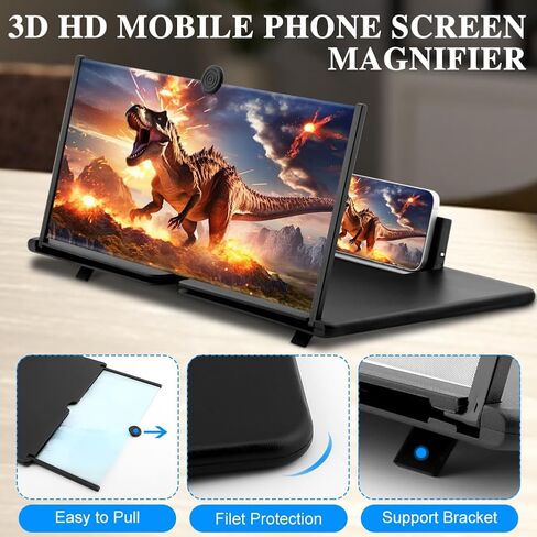 Screen Magnifier Amplifier,3D HD Mobile Phone Magnifier Projector Screen for Movies,Videos,and Gaming(Size:18") in Saudi Arabia
