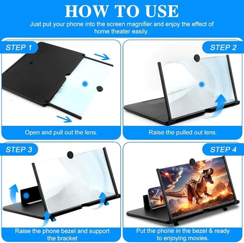 Screen Magnifier Amplifier,3D HD Mobile Phone Magnifier Projector Screen for Movies,Videos,and Gaming(Size:18") in Saudi Arabia