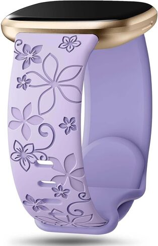 حزام منقوش بالزهور بلونين متوافق مع Fitbit Versa Lite/Versa/Versa 2/ Versa 3/ Versa 4/ Sense/Sense 2، سوار معصم رياضي من السيليكون الناعم على شكل زهرة لطيفة للنساء والرجال in Kuwait