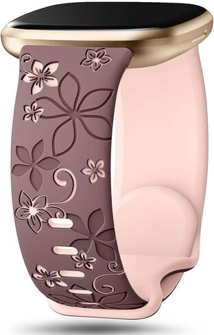 حزام منقوش بالزهور بلونين متوافق مع Fitbit Versa Lite/Versa/Versa 2/ Versa 3/ Versa 4/ Sense/Sense 2، سوار معصم رياضي من السيليكون الناعم على شكل زهرة لطيفة للنساء والرجال in Kuwait