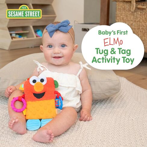 يفضل الأطفال لعبة Sesame Street Elmo Tug & Tag الحسية القطيفة لحديثي الولادة in Saudi Arabia