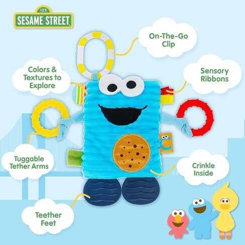 يفضل الأطفال لعبة Sesame Street Cookie Monster Tug & Tag الحسية القطيفة لحديثي الولادة in Saudi Arabia