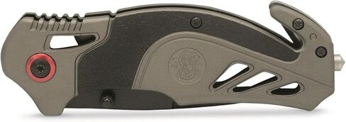 Smith & Wesson 8in High Carbon S.S. Spring Assisted Folding Knife with 3.25in Serrated Drop Point Blade and Rubberized Aluminum Handle for Outdoor Survival and EDC in Kuwait