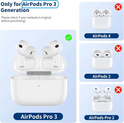 علبة شحن بديلة لأجهزة AirPods Pro 3 (إصدار 2025)، شاحن محمول 700 مللي أمبير مع زر مزامنة بلوتوث (سماعات الأذن غير متضمنة) in Kuwait