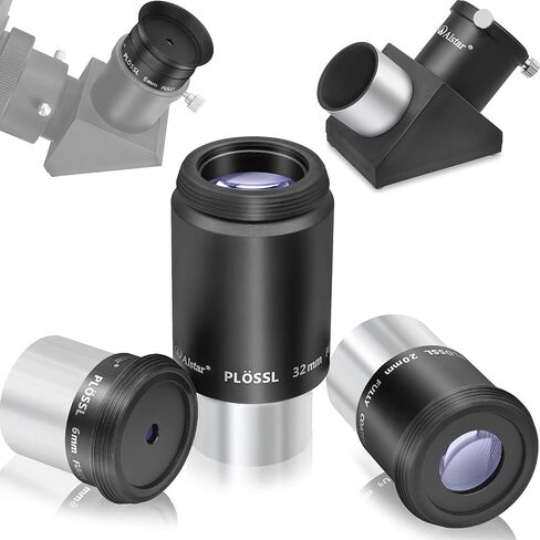 Alstar 1.25 inch 90 Degree Diagonal Mirror - Bundle with - 1.25 Inch Plossl Telescope Eyepiece Set in Kuwait