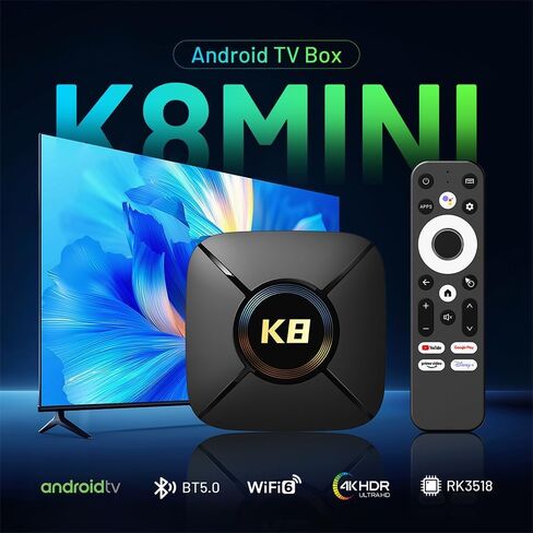 Android TV Box, Android Box 14.0 2GB RAM 32GB ROM Rk3518 Quad Core ARM Cortex -A53 4K Support 2.4G/5.0GHz Dual WiFi6 BT 5.0 USB 3.0 Smart TV Box in Kuwait