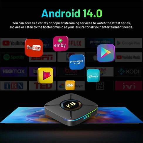 Android TV Box, Android Box 14.0 2GB RAM 32GB ROM Rk3518 Quad Core ARM Cortex -A53 4K Support 2.4G/5.0GHz Dual WiFi6 BT 5.0 USB 3.0 Smart TV Box in Kuwait