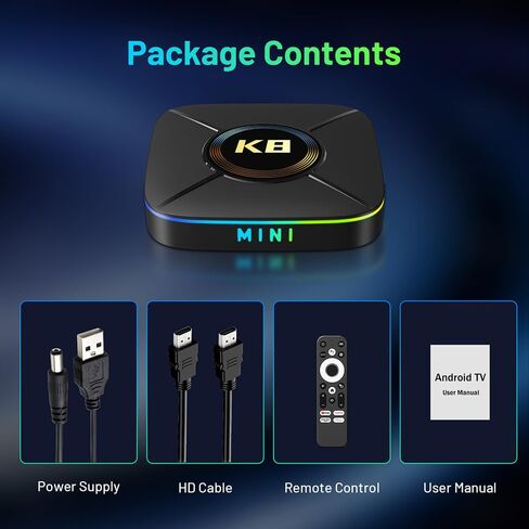 Android TV Box, Android Box 14.0 2GB RAM 32GB ROM Rk3518 Quad Core ARM Cortex -A53 4K Support 2.4G/5.0GHz Dual WiFi6 BT 5.0 USB 3.0 Smart TV Box in Kuwait
