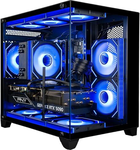 الكمبيوتر المكتبي للألعاب Panorama RX 9070 XT - AMD Ryzen 7 7800X3D، ذاكرة وصول عشوائي DDR5 سعة 32 جيجابايت، محرك أقراص NVMe Gen4 SSD سعة 2 تيرابايت، HDMI + DP، USB-C، WiFi 6 + BT، KB&M، Windows 11 Pro - أفضل كمبيوتر برجي تم تصميمه مسبقًا RGB لعام 2025 لل in Kuwait