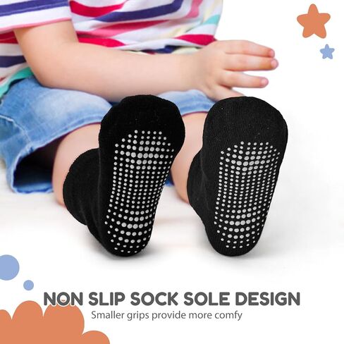 جوارب BACSAC للأطفال الأولاد والبنات غير قابلة للانزلاق ومريحة للتنفس للأطفال الرضع جوارب الكاحل مع نعال انزلاقية 9 أزواج للأطفال حديثي الولادة in Kuwait
