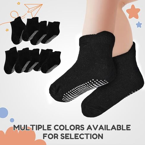 جوارب BACSAC للأطفال الأولاد والبنات غير قابلة للانزلاق ومريحة للتنفس للأطفال الرضع جوارب الكاحل مع نعال انزلاقية 9 أزواج للأطفال حديثي الولادة in Kuwait