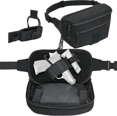 CCW Fanny Pack مع حافظة حمل مخفية، حقيبة كتف تكتيكية وEDC ثلاثية الاتجاهات مع حامل مجلة، ملاءمة عالمية للمسدسات الصغيرة والمدمجة للرجال والنساء باللون الأسود in Kuwait