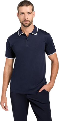 GUESS Men's Eco Short Sleeve Paul Pique Tipping Polo in Saudi Arabia