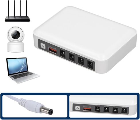 fosa Mini UPS 6000 مللي أمبير في الساعة طاقة احتياطية لإمداد الطاقة غير المنقطعة لمودم جهاز التوجيه مع منافذ إخراج متعددة 12 فولت 9 فولت 5 فولت مؤشرات LED ذكية USB (قابس أمريكي) in Saudi Arabia