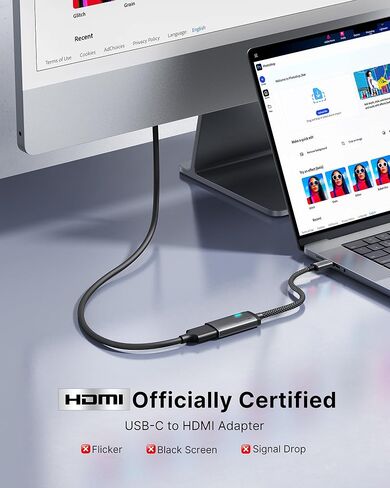 محول INIU USB C إلى HDMI (4K@60 هرتز)، محول USB-C (4K HDMI)، لأجهزة MacBook Pro وMacBook Air وiPad Pro وiMac وiPhone 17 16 Pro Max وPixelbook وSurface Pro وDell وXPS وGalaxy والمزيد in Kuwait