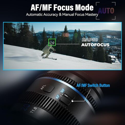 SIRUI 20mm & 40mm T1.8 1.33X Anamorphic Lens, S35 Autofocus Lens for E Mount Cameras (Blue Flare) in Saudi Arabia