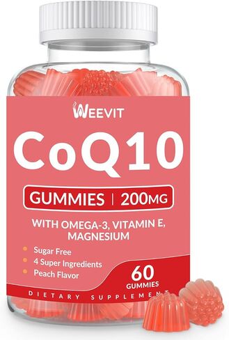Sugar Free CoQ10 Gummies 200 MG, Coenzyme Q10 (Ubiquinone) Gummies for Adults, Co Q10 Supplement with Omega-3, Magnesium, Energy, Brain Support in Saudi Arabia