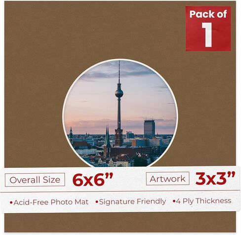 6x6 Mat Bevel Cut for 3x3 Photos - Precut Black Circle Shaped Photo Mat Board Opening - Acid Free Matte to Protect Your Pictures - Bevel Cut for Family Photos, Pack of 10 Matboards in Saudi Arabia