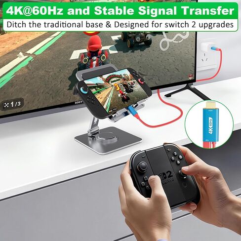 Switch 2 HDMI Adapter Dock Station, 4K@60Hz 18 Gbps USB C to HDMI 2.0 Adapter for TV, 6.6ft 100W PD Play While Charging, Portable Travel TV Adapter for Nintendo Switch Dock for 1 and 2/Steam Deck/OLED in Saudi Arabia