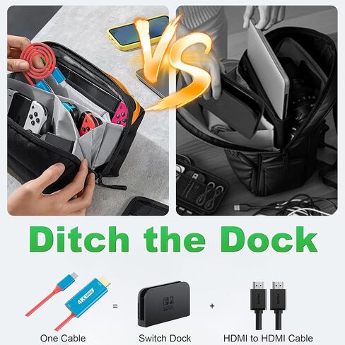 Switch 2 HDMI Adapter Dock Station, 4K@60Hz 18 Gbps USB C to HDMI 2.0 Adapter for TV, 6.6ft 100W PD Play While Charging, Portable Travel TV Adapter for Nintendo Switch Dock for 1 and 2/Steam Deck/OLED in Saudi Arabia